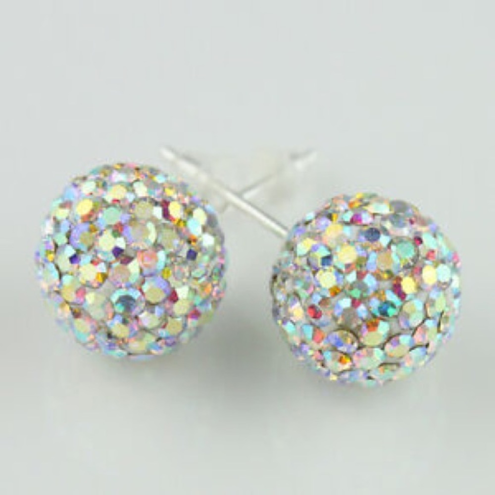 Sparkle-CZ-Crystal-Round-Ball Stud Earrings NEW!
